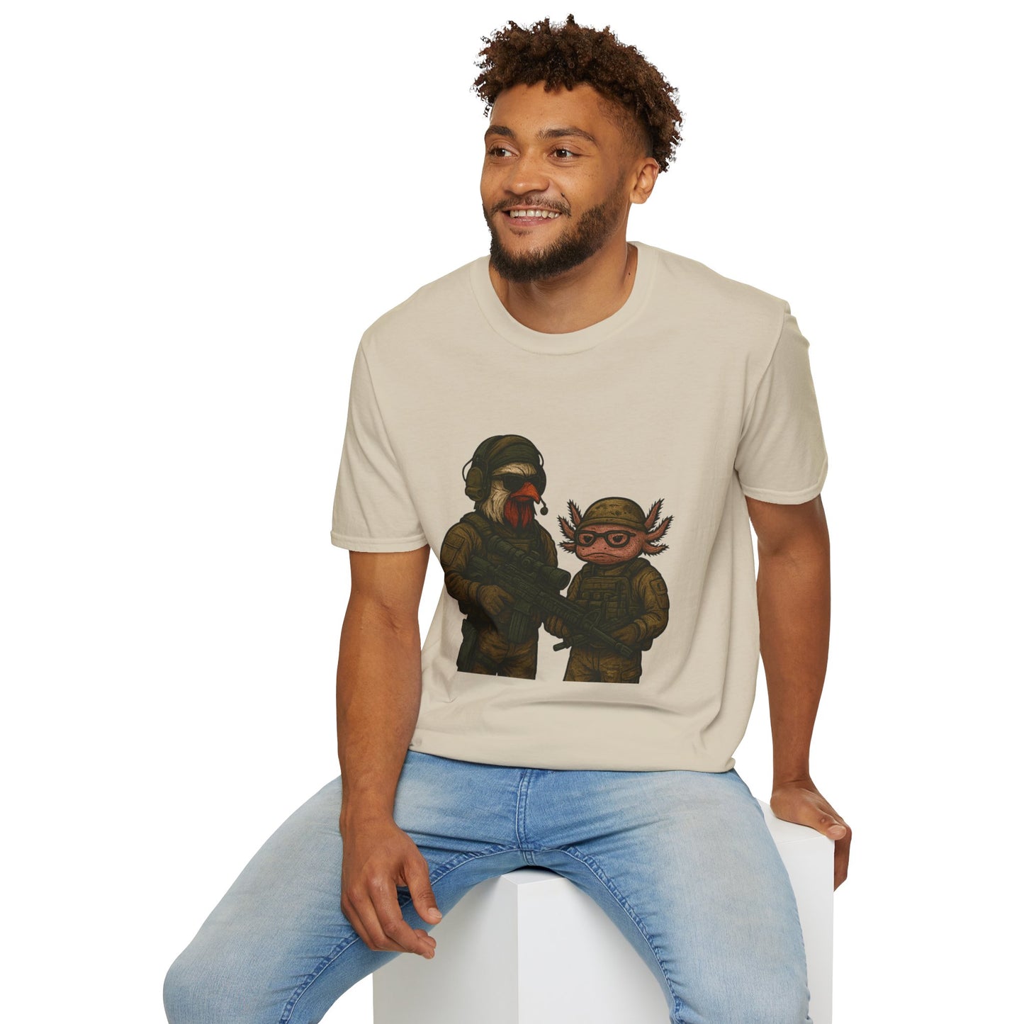 Graphic Tee - Tactical Rooster and Axolotl Freedom Design