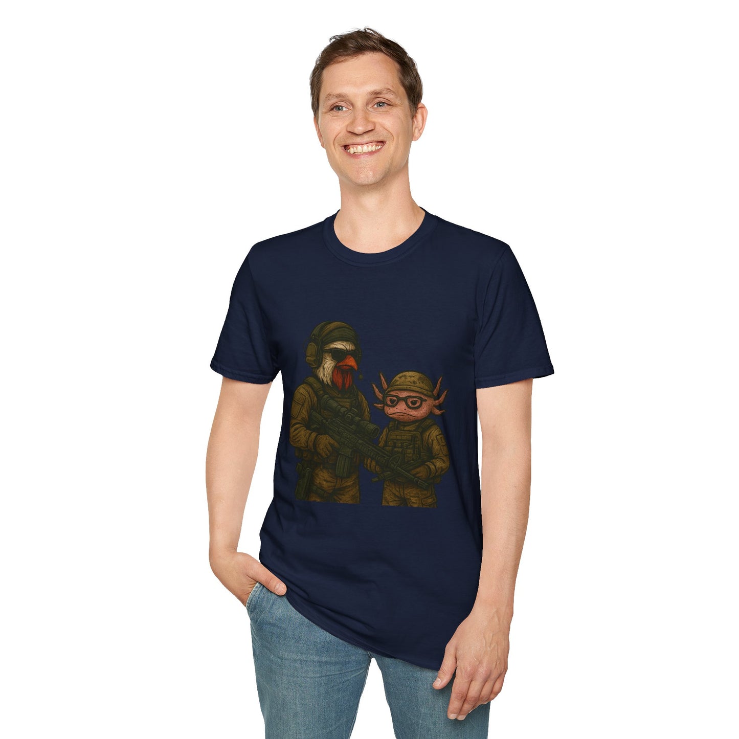 Graphic Tee - Tactical Rooster and Axolotl Freedom Design