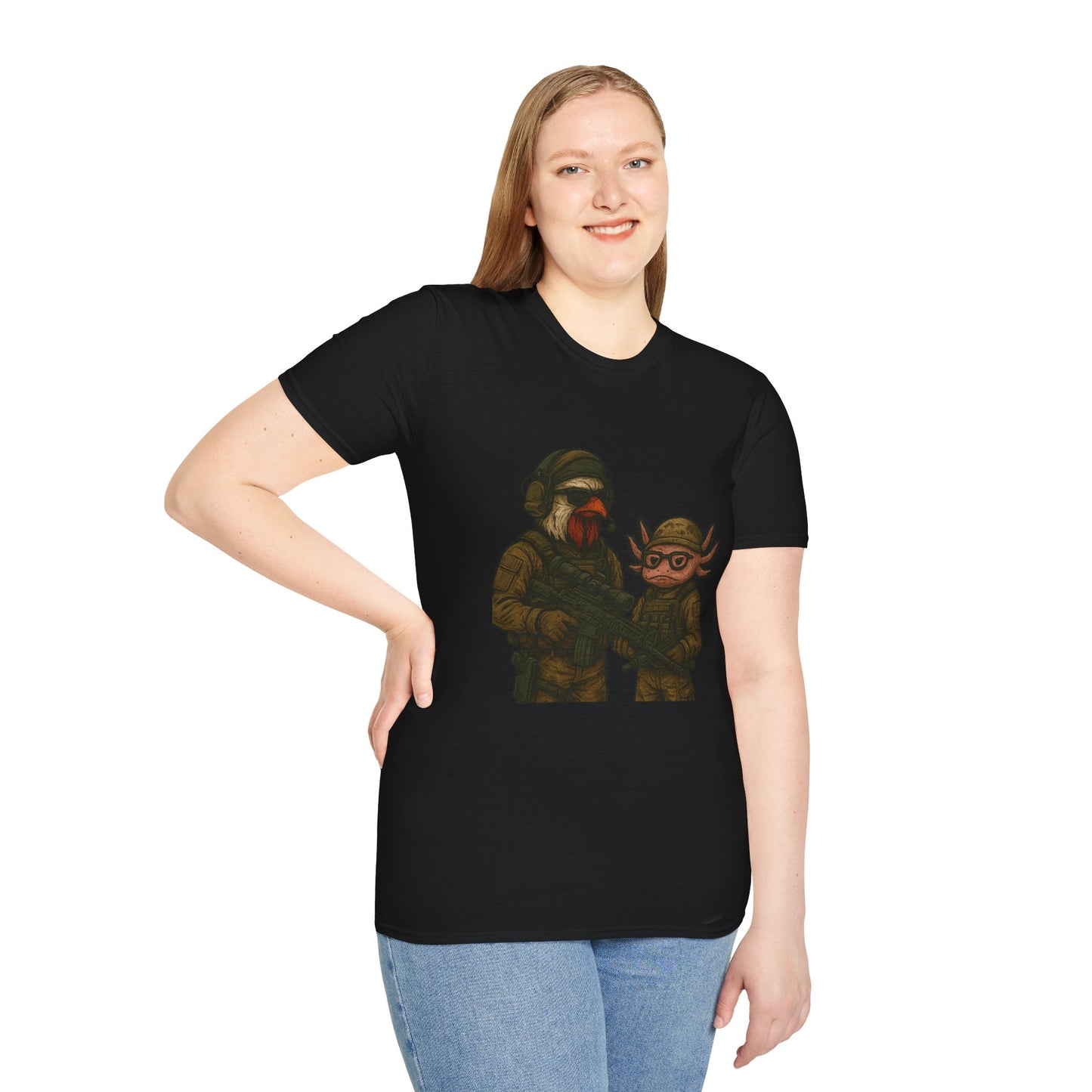 Graphic Tee - Tactical Rooster and Axolotl Freedom Design
