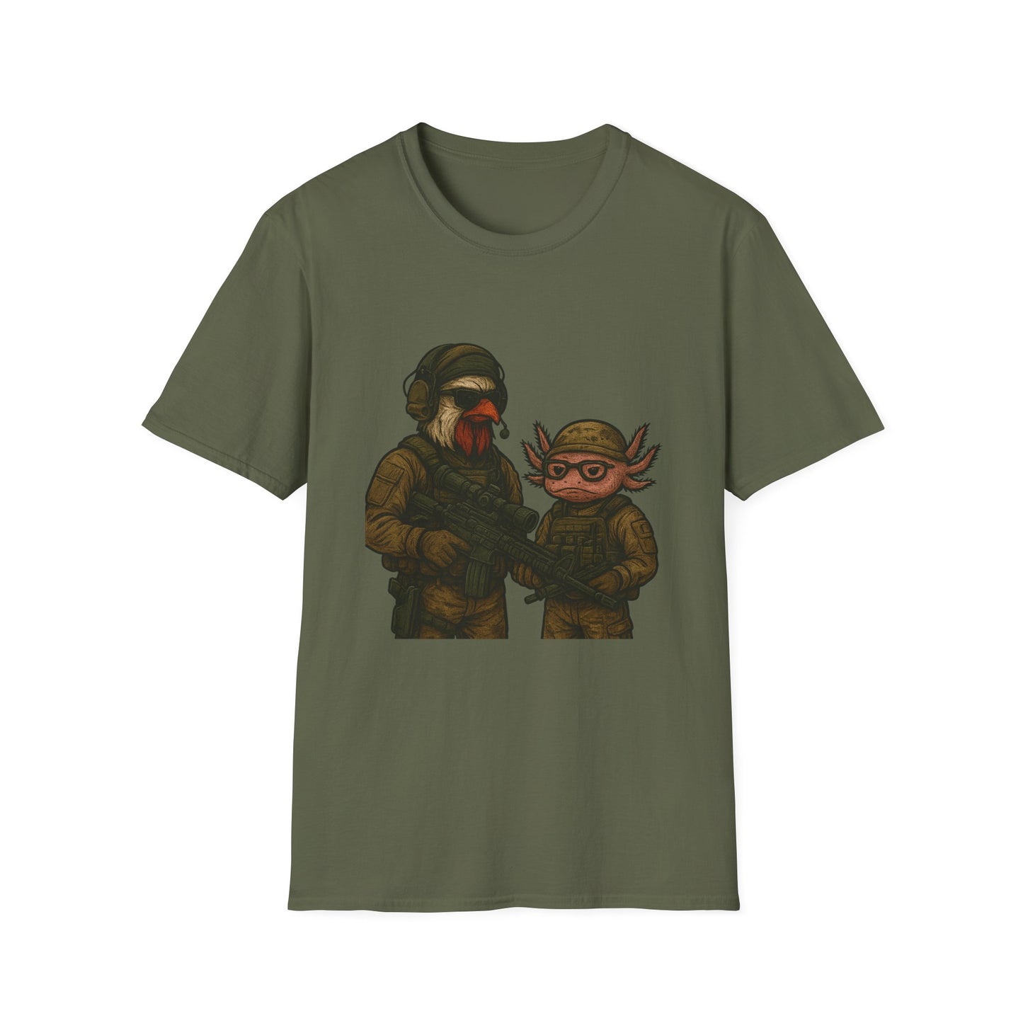 Graphic Tee - Tactical Rooster and Axolotl Freedom Design