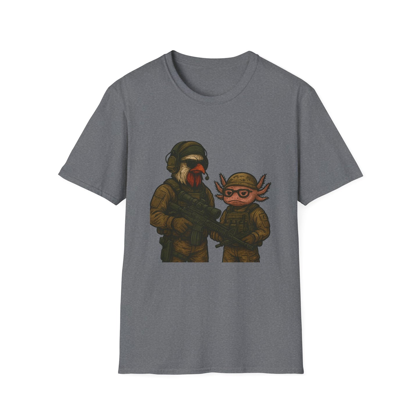 Graphic Tee - Tactical Rooster and Axolotl Freedom Design