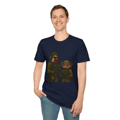 Graphic Tee - Tactical Rooster and Axolotl Freedom Design